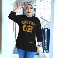 Women's Baseball Number Oversize T-Shirt 7/8 Sleeve