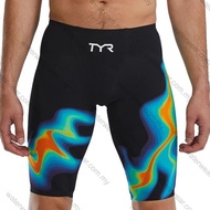 TYR Men's Venzo High Waist Swim Racing Jammer - Infrared (FINA/WA Approved)