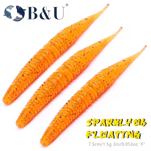 B&U Floating Soft Worm Fishing Lure Stick Tail Artificial Loach Senko Swimbait Jig Wobbler Fishing T