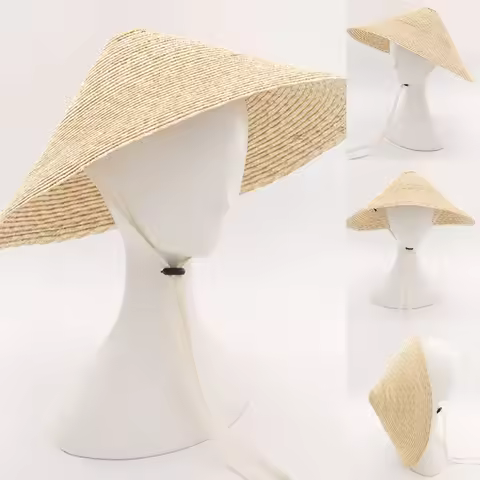 H37C Asian Vietnamese Japanese Coolie Straw Cone for Sun Hat Farmer Fishing Garden