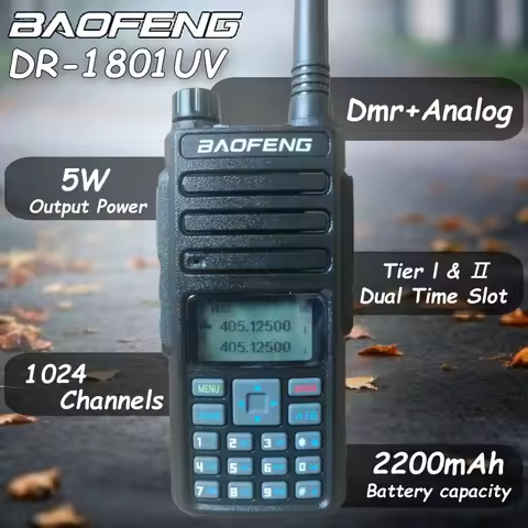 Baofeng Dr-1801 Walkie Talkie Dual Time Slot Tier 1 2 Uv Dual Band 136-174 & 400-470Mhz Digital Dm-1