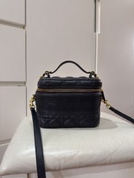 Christian Dior Vanity Case Bag Black Leather