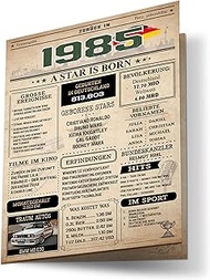 FORYOU24 40th Birthday Card Man and Woman - Birthday Gift for Men - 1985 Card in Vintage Newspaper D