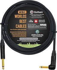 WORLDS BEST CABLES 12 Foot - Gotham GAC-1 Ultra Pro - Premium Low-Cap (21 pf/F) Guitar Bass Instrume