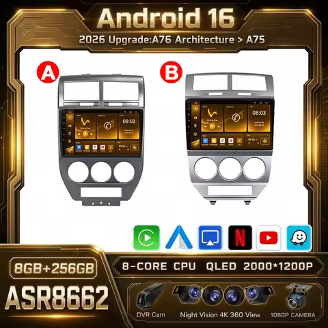 Android 16 Car Radio For Dodge Caliber For Jeep Compass 1 MK Patriot 2006 - 2010 Multimedia Player G