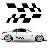 2Pc Creative Checkered Car Door Side Sticker Vinyl Decals Exterior Decoration For Nissan 350Z 370Z F