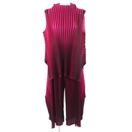 成色極佳 △ 三宅一生PLEATS PLEASE PP83-JT541 PP83-JF542 高領無袖上衣和闊腿褲套裝 黑色 粉色 3/1 日本製造 正品 女款