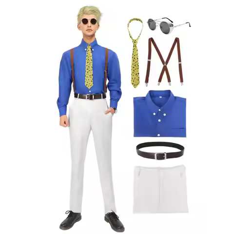 DAZCOS Kento Nanami Cosplay Costume Men's US Size Shirt Pants Uniform Suit with Tie Suspender Glasse