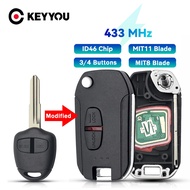 KEYYOU 2/3 Buttons 433 MHz ID46 Chip Remote Car Key for MITSUBISHI Triton Pajero Outlander ASX Lancer MIT8 Lama MIT11/MI