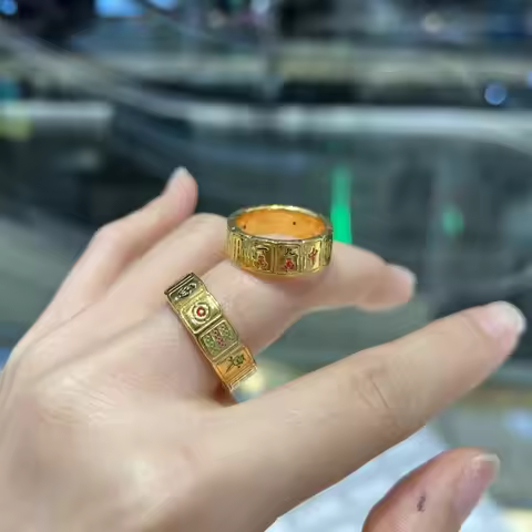 Real 18K Gold Ring for Woman Mahjong Wealth Attraction Fashion Ring Luxury Quality Fine Jewelry AU75