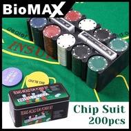 ANGGRAEINI 200Pcs Texas Holdem Poker Game Poker Card Toy/ Casino Game Set Texas Hold em Chips Coins