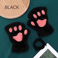 Sarung Tangan Kucing Bulu Tanpa Jari Cat Paw Fingerless Gloves Cosplay Sarung Tangan Wanita Lucu