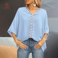 fulaide- Summer Top Comfortable Lightweight Batwing Sleeve Casual Top Shirt