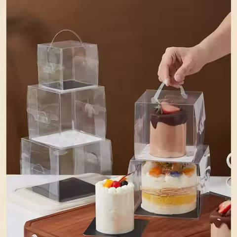 2/3/4/5/6 inch Clear Cake Bakery Boxes with Handle Gift Display Box Birthday Wedding Portable Desser