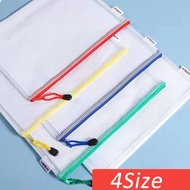 Produk Pilihan 4pcs Alat Tulis Beg Penyimpanan Folder Fail Mesh Poket Zip A3 A4 A5 A6 Beg Dokumen Zi