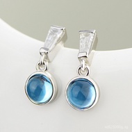 Amethyst Women's Three-Color Silver Earrings with Zirconia Simple Design s925Topaz Earrings I2K9