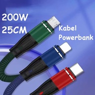 Short Data Cable Powerbank 25cm USB Micro/Type C/Lightning Thick Charger Cable