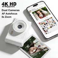 4K Digital Camera 64 Megapixels HD Retro Pocket Cameras Photography 8x Zoom Anti-Listen To Music, Pl