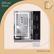 Design Plan Bathroom Wall-Mounted Black Door Touchscreen Smart LED Mirror Cabinet With Handle