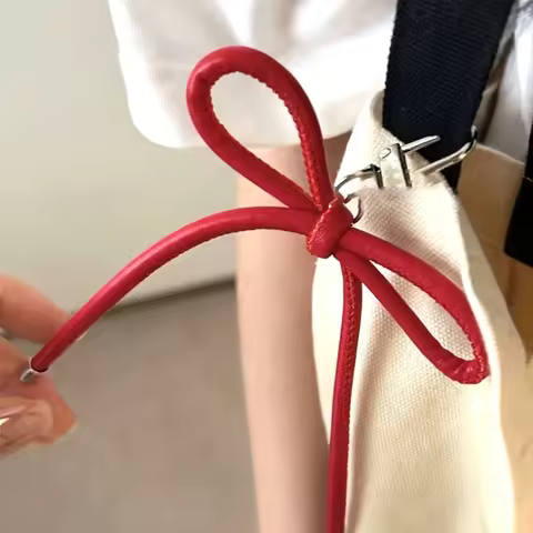 Y2K Grunge Leather Bow Keychain Vintage Harajuku Charms Bag Pendant Mobile Phone Pendant Accessories