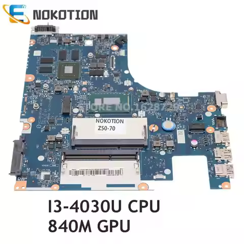 NOKOTION For lenovo IdeaPad Z50-70 Laptop Motherboard I3-4030U CPU 840M GPU 5B20G45435 5B20G45487 AC