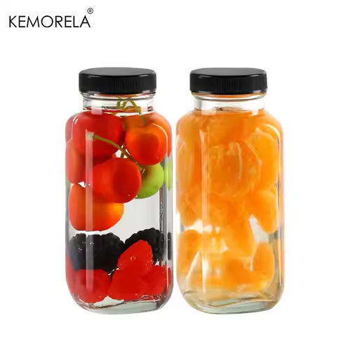 2/4PCS 350ML Glass Bottle Leakproof Vintage Water Bottle for Juicing Hot Sauce Kombucha Ginger Jar P