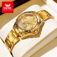 OPK Quartz Watch for Women Multi functional Dial Stainless steel Strap Ladies Hand Clock