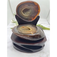 Golden Agate Wealth Bowl with Customised Stand
