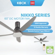 KDK Fan Ceiling Fan Nikko series (60″ DC motor fan) Remote Control Type Fan Kipas Siling/ Kipas Ceiling(KOOK)