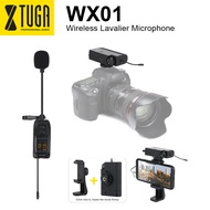 XTUGA WX01/WX01S UHF Wireless Lavalier Microphone System Lapel Mic Compatible With DSLR Cameras, Camcorders, Smartphones, Tablets, Used for Teaching Tutorials Vlog Recording Live