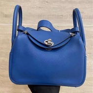 99新 Hermes/愛馬仕 mini lindy 法國藍內拼寶石藍 銀扣 s皮 Z刻 部分五金膜在