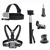 3 in 1 Universal Action Camera Accessories Kit - Head Strap Mount/Chest Harness/Selfie Stick for Gop