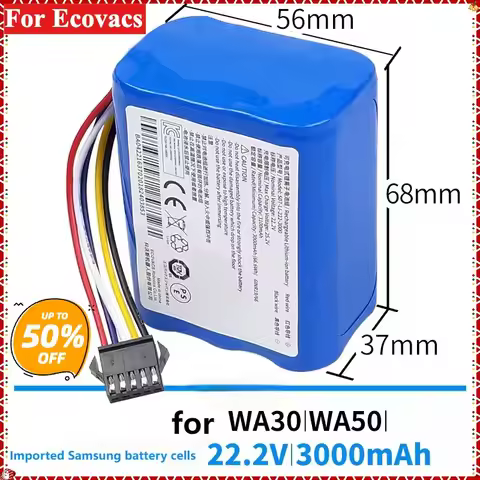 For Ecovacs Cleaning Robot WA30 WA50 22.2V 3000mAh Battery Accessories S07-LI-222-3000