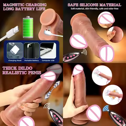 Realistic Thrusting Dildo Vibrator for Women Silicone Suction Cup Dildo with 10 Vibration Modes G Sp