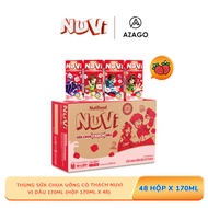 Thùng 48 hộp NuVi Thức uống Sữa Lúa Mạch Cacao có thạch 170ml - Thương Hiệu NUTIFOOD