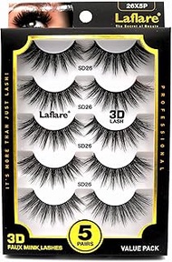 Laflare 100% Premium Silk Lashes 3D Faux Mink Eyelashes Multipack, Light, Natural Looking, Professio