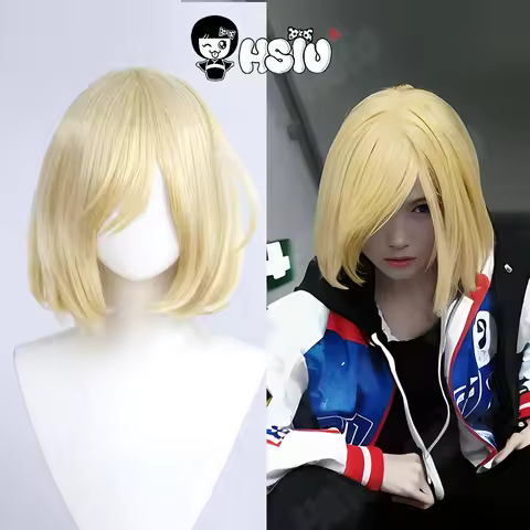 Yuri Plisetsky Cosplay Wig HSIU Beige Short Hair Heat Resistant Synthetic Wig+Wig cap Anime YURI!!! 