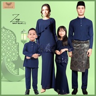 NOELLE Baju Raya Family Sedondon 2024 Baju Kurung Ibu Anak Baju Melayu Ayah Anak Baby Sedondon ZOEY - NAVY BLUE 02
