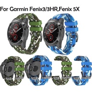 Garmin Fenix 3 3HR Fenix 5X Watch Band Camouflage Replacement Silicone Wrist Strap Outdoor Sports Band 26mm