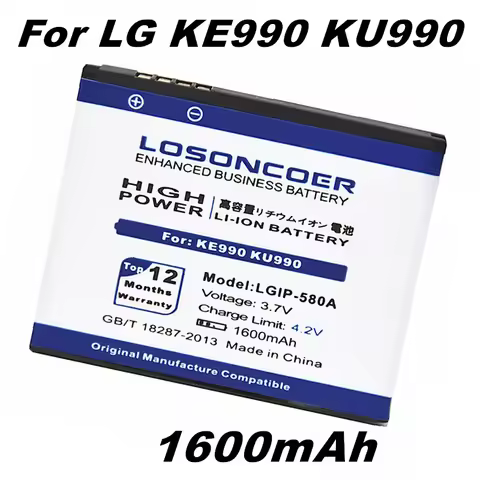 LOSONCOER 1600mAh LGIP-580A Battery For LG KE990 KU990 KU990i VIEWTY KC910 KW838 Battery