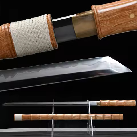 Chinese Swords Shirasaya T10 Steel Clay Tempered Real Hamon Blade Ready For Battle Handmade Full Tan