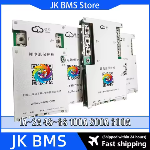 JK BMS JK-B2A8S20P 8S 24V 4S Lifepo4 SMART Jikong 1A 2A Active Balance for 5S 6S 100A 200A 12V BT Li
