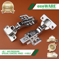 ecoWARE -45 Degree Air Pressure Special Conceal Hinge - 4 Hole Furniture Door Hinge KItchen Cabinet