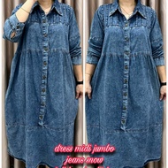 Dress Midi wanita Jumbo /Dress jeans wanita/dress Midi jeans wanita