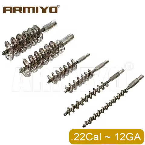 Armiyo .22Cal 7.62mm 9mm 10mm 12GA Gun Bore Cleaning Equipment 22lr Barrel Steel Brush Thread 8-32 5