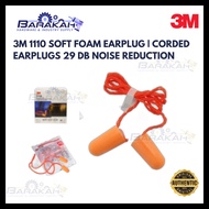 3M 1110 Soft  Foam EarPlug Corded Earplugs 29 dB Noise Reduction (Made in Brazil) (100% Original) (1