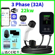 🔋EV Wallbox Charger Type 2 Wi-Fi / App Smart AC Charger 7kw 11kw 22kw Tesla BYD eMas 5 eMas 7 Chery