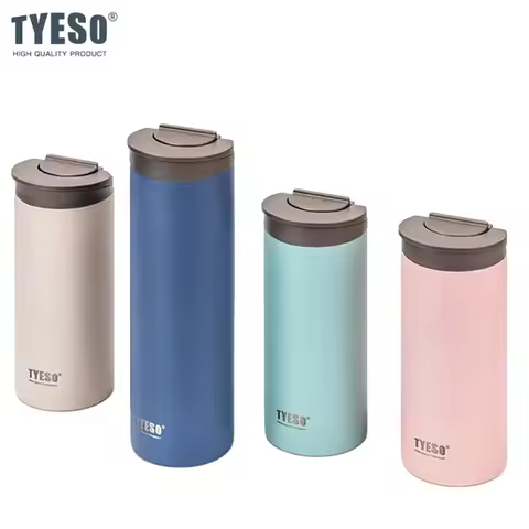 TYESO Thermos Cup 304 Stainless Steel Leak-proof Flip Cover Direct Drinking Water Bottle Car Vacuum