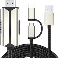 Compatible with iPhone iPad Android Phones MHL to HDMI Cable, LAIDUOAO 6.6ft 1080P HD USB Type C/Micro USB to HDMI Cable for iPhone XS/X/XR/8/7/6 Plus iPad Samsung Pixel LG Sony Moto to TV/Monitor