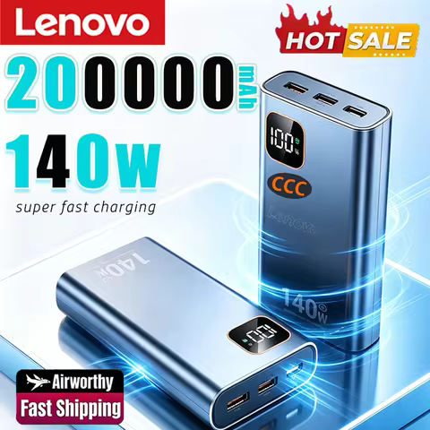 Lenovo Original Powerbank 200000mAh Portable 140W Super Fast Charging High Capacity cargador portáti